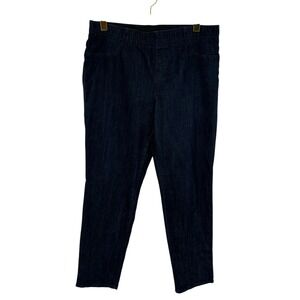 Chicos Pull On Slim Leg Jeans Dark Wash Denim Blue Size 12